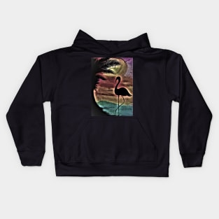 TROPICAL SUNSET SILHOUETTE FLAMINGO Kids Hoodie